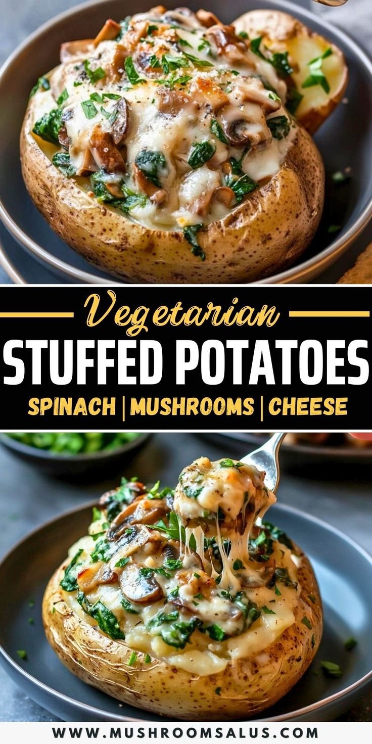 Spinach and Shiitake Mushroom Stuffed Potatoes 4 Spinach and Shiitake Mushroom Stuffed Potatoes