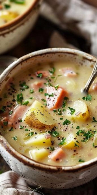 Creamy Ham Potato Soup with Leeks