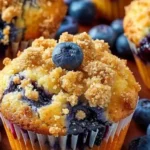 AMAZING Blueberry Streusel Muffins with a crunchy topping and juicy blueberries