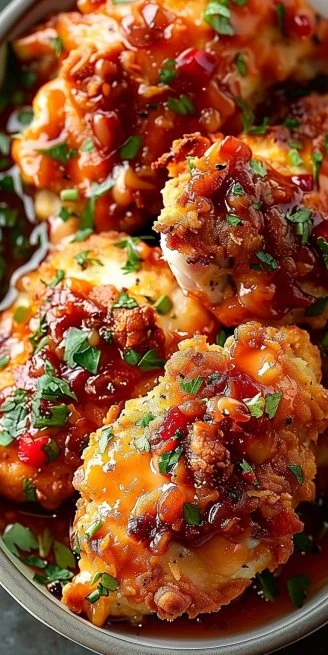 Baked Crack Chicken Breasts 4 Baked crack chicken breasts garnished and ready to serve