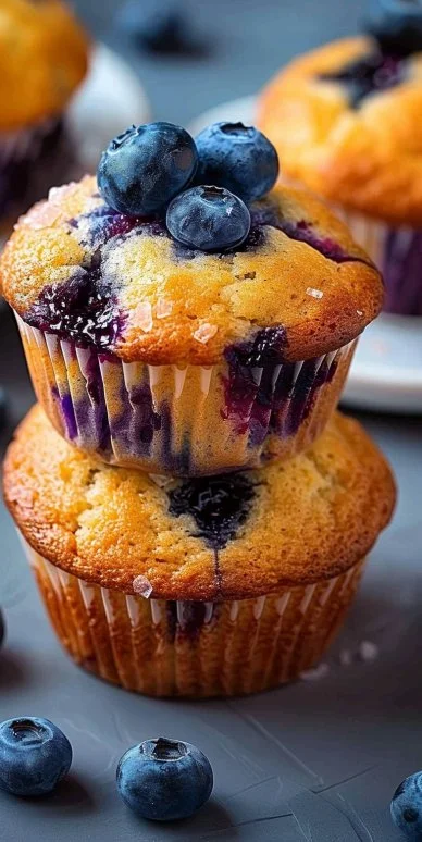 Best High Protein Blueberry Muffins 4 High protein blueberry muffins fresh out of the oven.