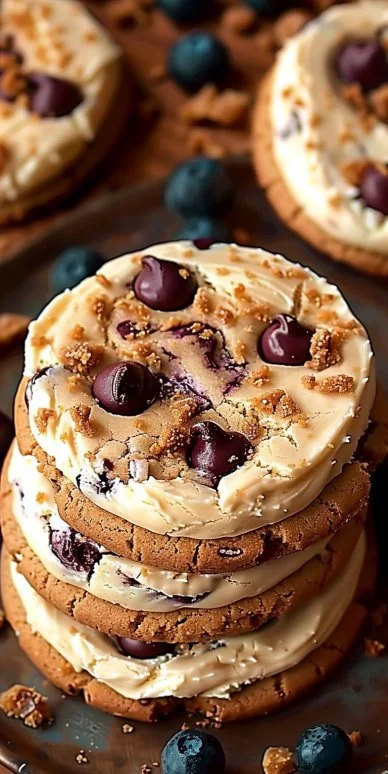 Cheesecake Cookies 4 Delicious cheesecake cookies on a baking tray ready to be served.