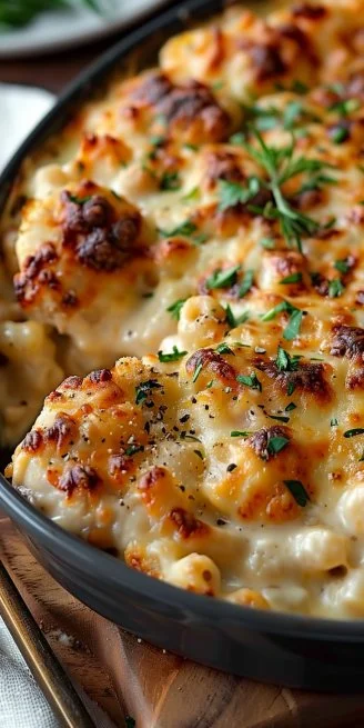 Cheesy Mozzarella Chicken Bake 4 Cheesy Mozzarella Chicken Bake with melted cheese and herbs