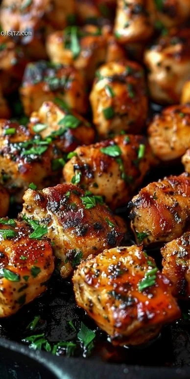 chicken breast morsels are seasoned 4 Delicious seasoned chicken breast morsels ready for cooking