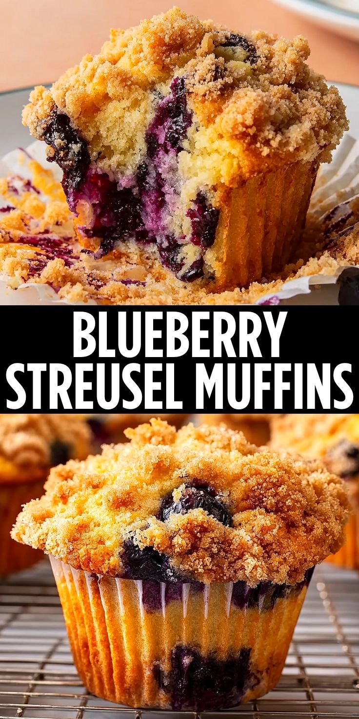 Crispy Blueberry Streusel Muffins