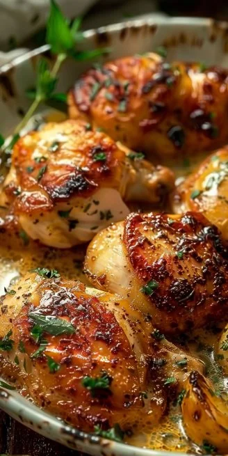 Crock Pot Marry Me Chicken dish served with herbs and vegetables