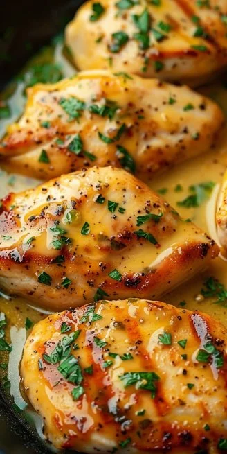 Easy Lemon Pepper Chicken 4 Delicious Easy Lemon Pepper Chicken garnished with herbs