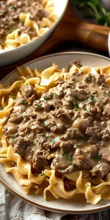 Effortless Ground Beef Stroganoff Quick Recipe Tonight 4 Delicious ground beef stroganoff served over egg noodles with fresh herbs