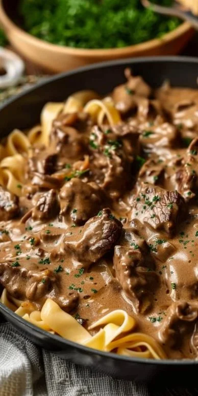 Gordon Ramsay Beef Stroganoff 4 Gordon Ramsay's Beef Stroganoff served with creamy sauce and mushrooms
