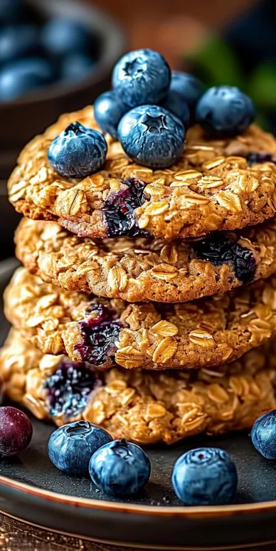 Granny's Blueberry Oatmeal Cookies 4 Granny's delicious blueberry oatmeal cookies with oats and fresh blueberries