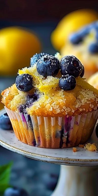 Greek Yogurt Lemon Blueberry Muffins 4 Greek yogurt lemon blueberry muffins fresh out of the oven