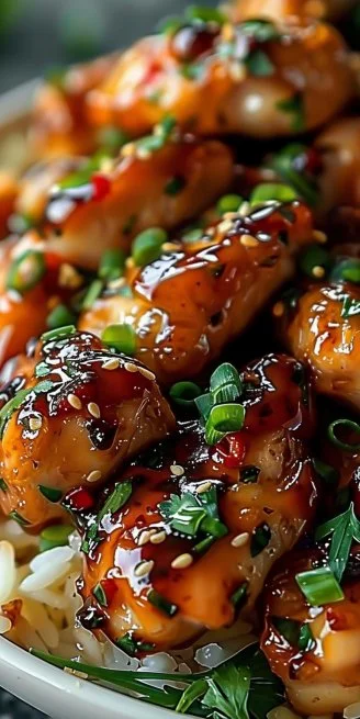 Honey Garlic Chicken Breasts 4 Honey Garlic Chicken Breasts served with vegetables