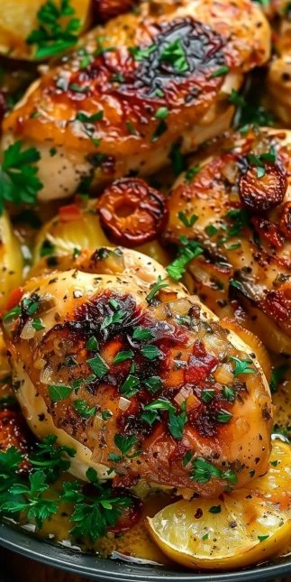 Marry Me Chicken 4 A delicious plate of Marry Me Chicken garnished with herbs and served with pasta.