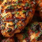 Melt in your mouth chicken breast served on a plate with herbs and seasoning