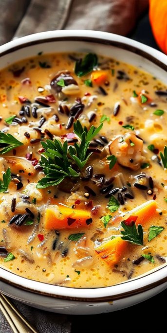 Cozy Autumn Wild Rice Soup