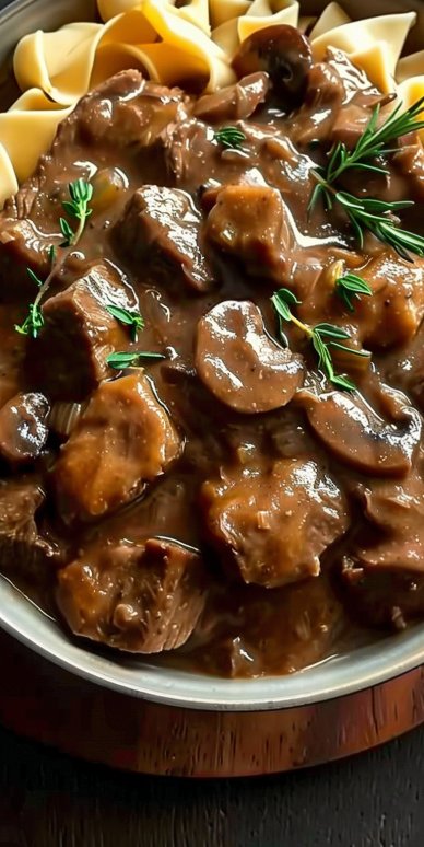 Beef Stew with Mushroom Gravy