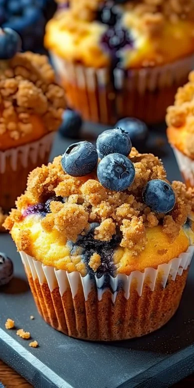 Simple Blueberry Streusel Muffins 4 Simple blueberry streusel muffins fresh out of the oven