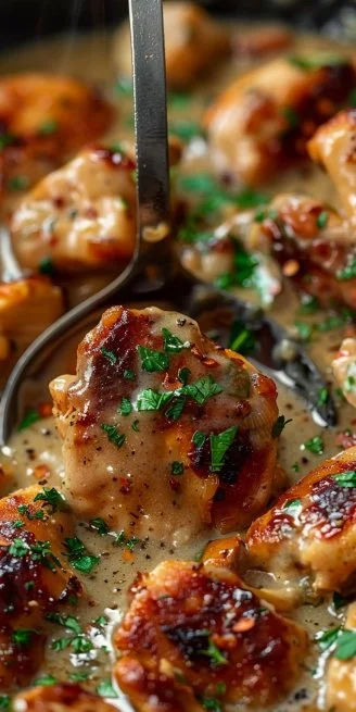 Smothered Chicken 4 Delicious smothered chicken served with rich gravy and side dishes