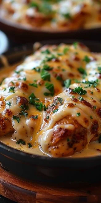Texas Roadhouse Smothered Chicken with melted Jack cheese and savory toppings