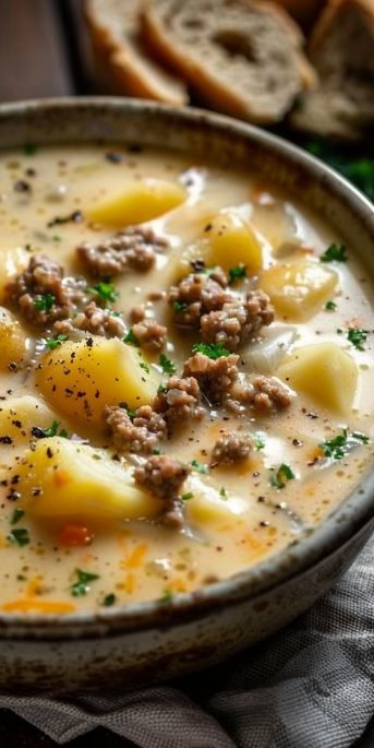 Cheesy Hamburger Potato Soup
