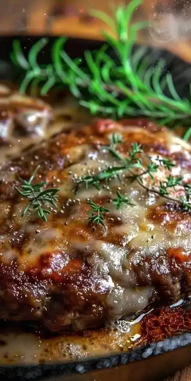 Amish Hamburger Steak Bake with savory gravy and veggies