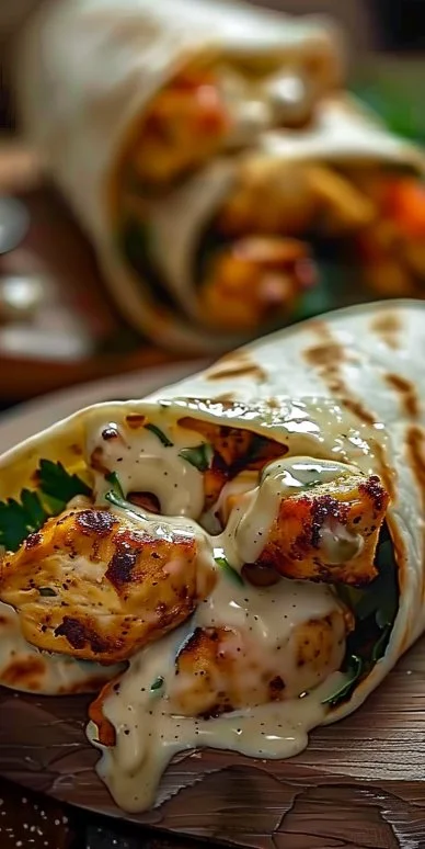 Cheesy Garlic Chicken Wraps
