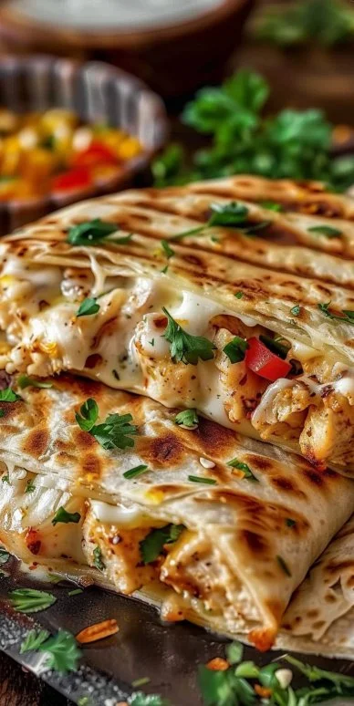 Cheesy Garlic Chicken Wraps