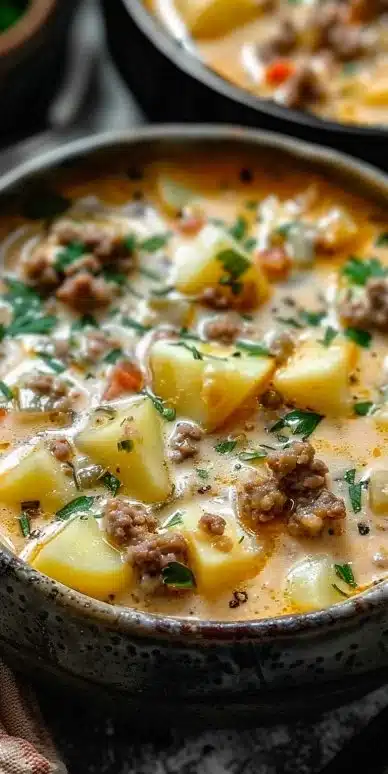 Cheesy Hamburger Potato Soup
