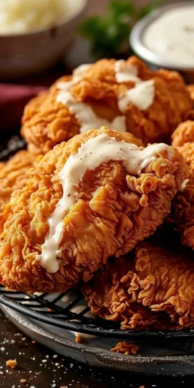 Plate of Chicken Fried Chicken with a crispy crust and flavorful seasoning
