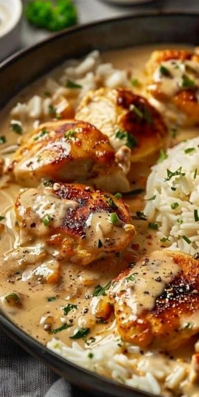 Creamy Smothered Chicken and Rice