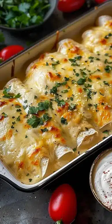 Creamy White Chicken Enchiladas