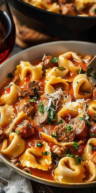Crockpot Cheese Tortellini and Sausage