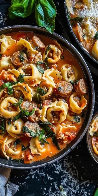 Crockpot Cheese Tortellini and Sausage