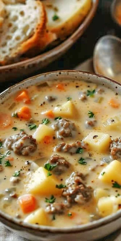 Crockpot Creamy Potato & Hamburger Soup