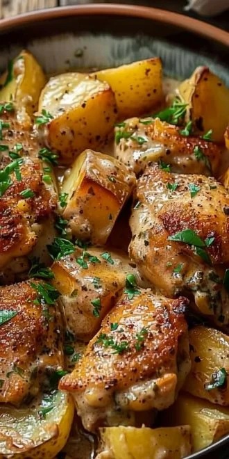 Crockpot Garlic Parmesan Chicken and Potatoes