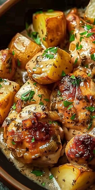 Crockpot Garlic Parmesan Chicken and Potatoes