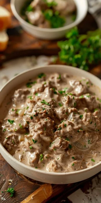 Crockpot Ground Beef Stroganoff