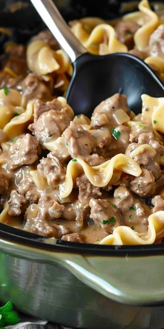 Crockpot Ground Beef Stroganoff