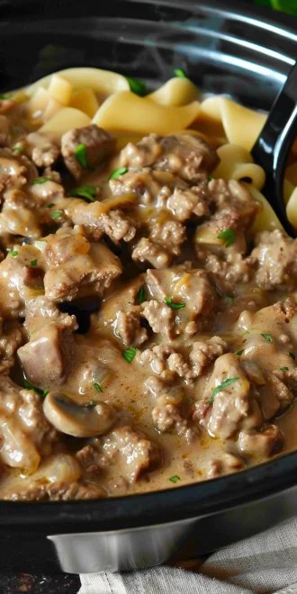 Crockpot Ground Beef Stroganoff