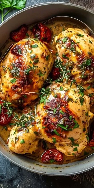 Crockpot Marry Me Chicken 4 Crockpot Marry Me Chicken served on a plate with fresh herbs