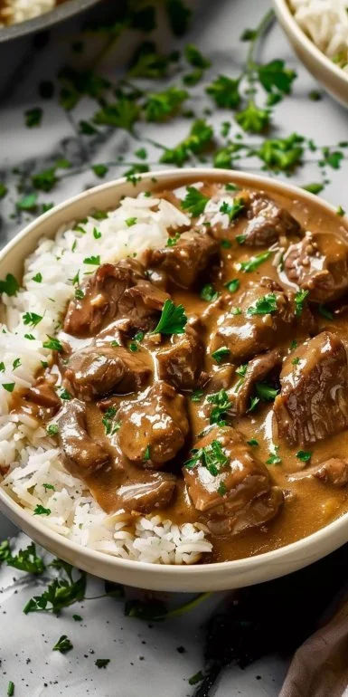 Easy Beef Stroganoff with Rice