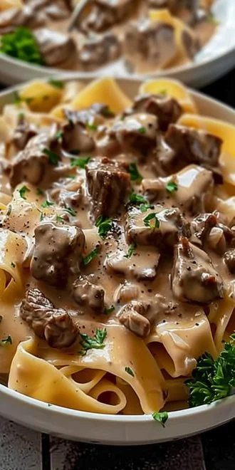 Easy Classic Beef Stroganoff Pasta with Creamy, Comforting Sauce