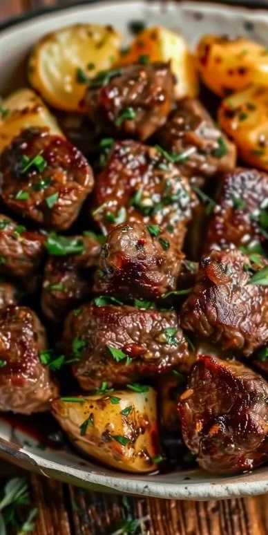 Garlic Butter Beef Bites with Potatoes