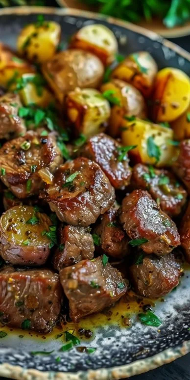 Garlic Butter Beef Bites with Potatoes