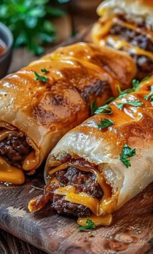 Garlic Butter Beef Cheeseburger Rollups