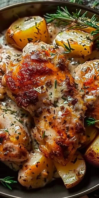 Garlic Parmesan Crockpot Chicken and Potatoes