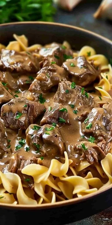 Homemade Beef Stroganoff with Noodles