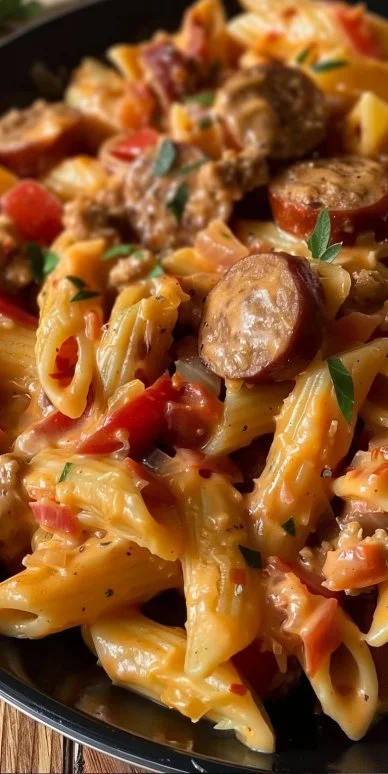 One Pot Creamy Cajun Sausage Pasta