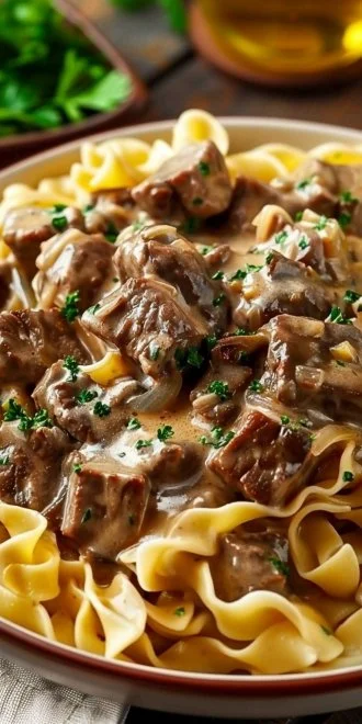 Slow Cooked Beef Stroganoff Pasta