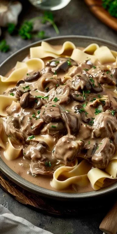 Slow Cooker Beef Stroganoff